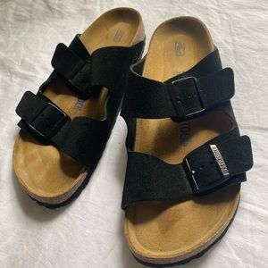 Black Birkenstock Arizona Suede Leather Sandal NEW